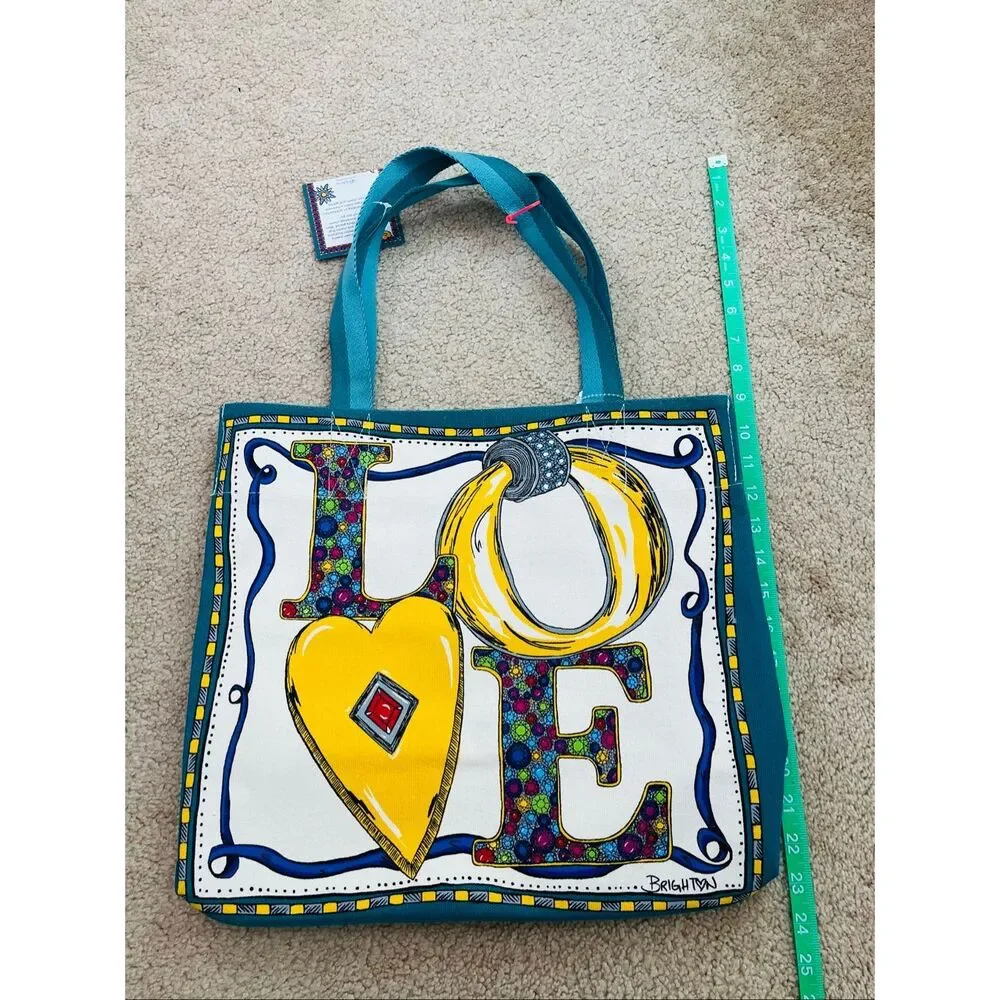 Brighton New Colorful LOVE Heart Canvas Tote Bag